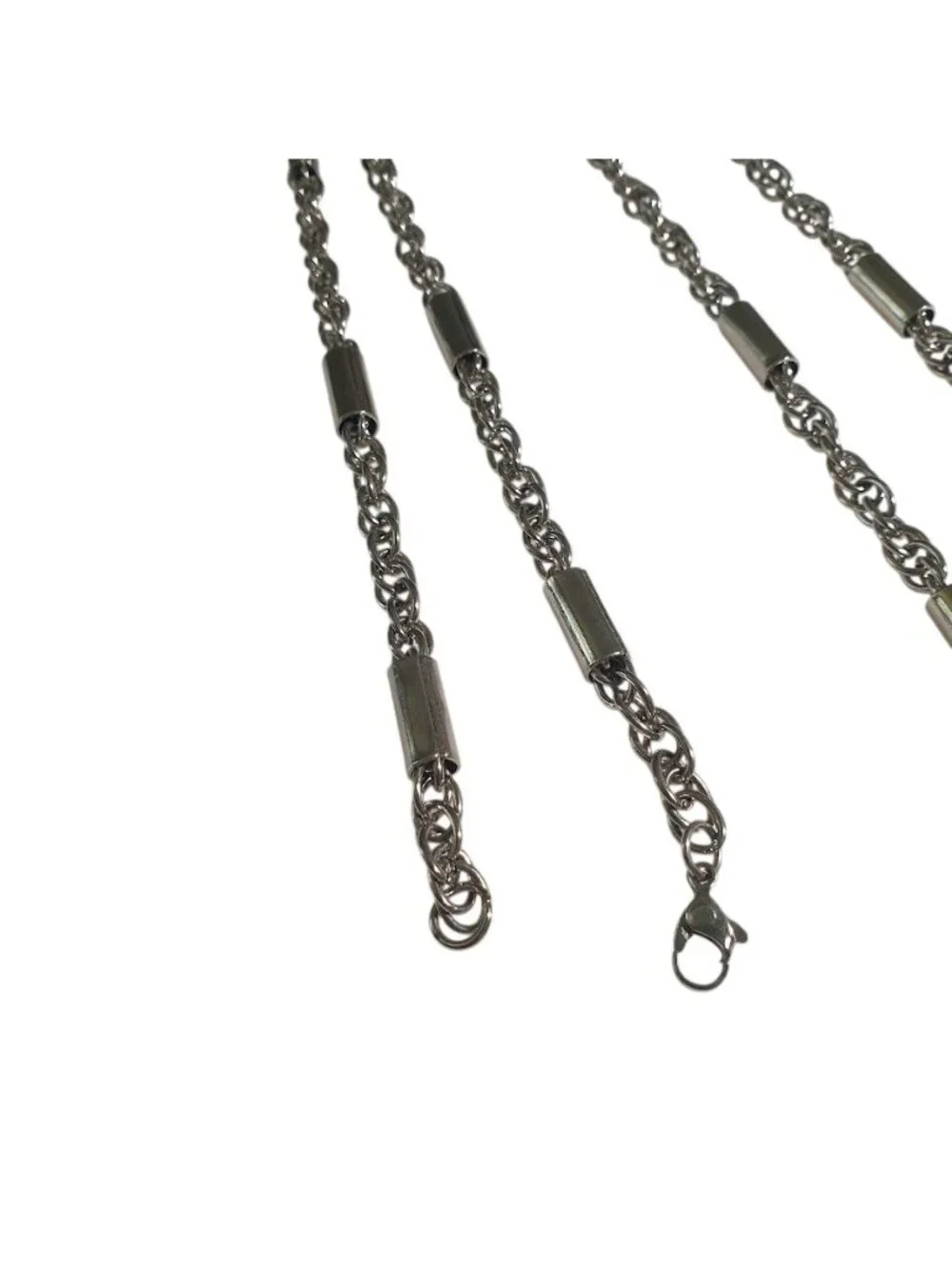 Chain Necklace Rope Link Cylindrical Accents Clasp 37 Inches Luxury Style Gift